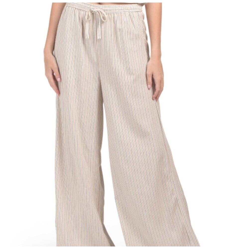 Max Studio London Linen Wide Leg Pant Minimalist Preppy Lagenlook Sustainable XS